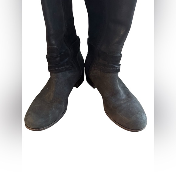 UGG "Darcie" Black Leather Knee High Riding Boots Size 9.5 - Picture 3 of 9